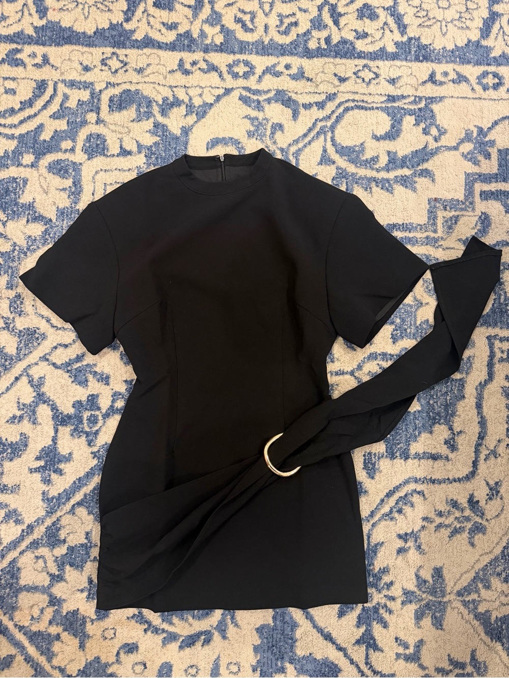 Lioness Black Short Sleeve Mini Dress with Ring Belt